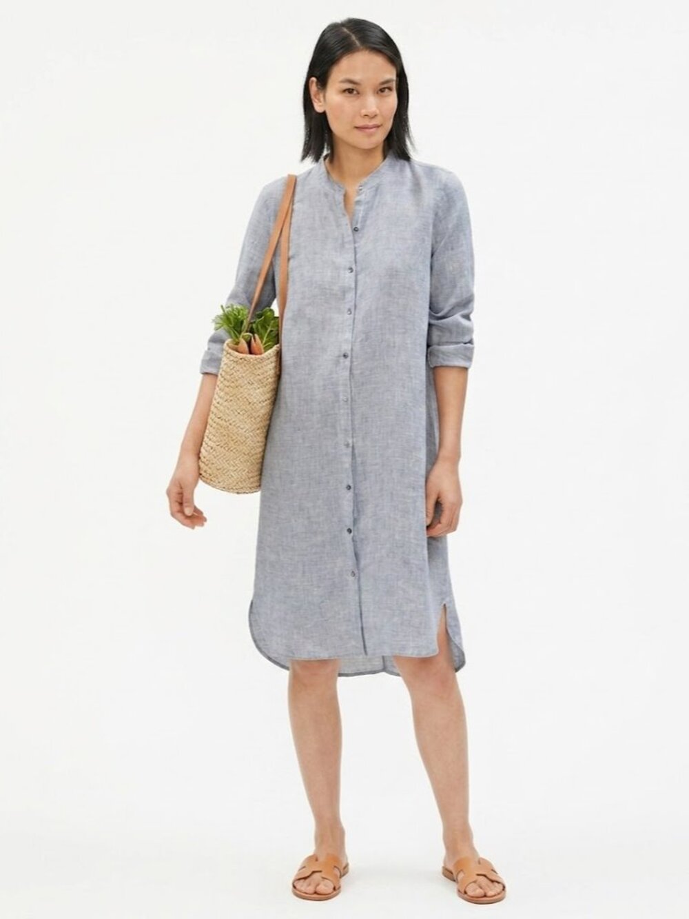 Eileen Fisher Organic Linen Shirt Dress Size Petite Small